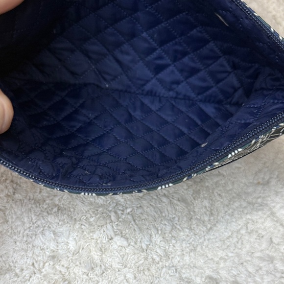 Tory Burch T Monogram Navy and White Jacquard Cosmetic Pouch - Picture 7 of 9